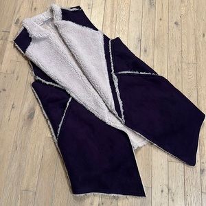 Women's Purple and Cream Shearling Vest